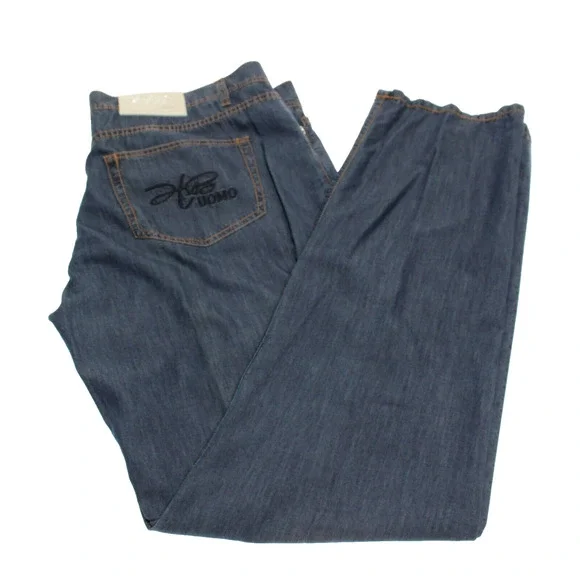 Hettabretz NWD Cotton / Silk Blend 5 Pocket Jeans Size 58 (42 US) In Solid Blue
